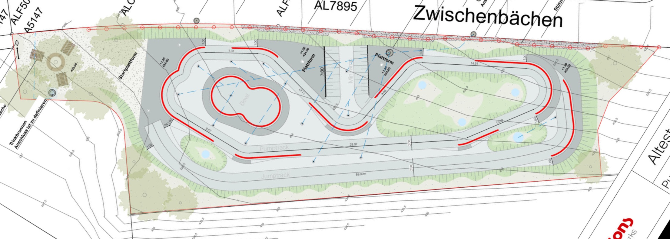 Visualisierung des geplanten Pumptracks